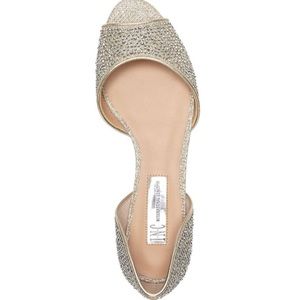 INC champagne rhinestone flats